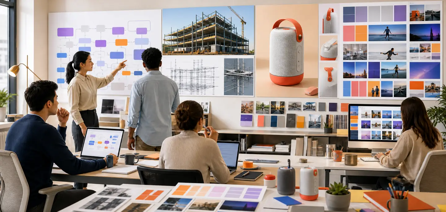 A unified campaign operations workspace showing software planning, engineering progress, an unbranded product launch, and multi-format content production