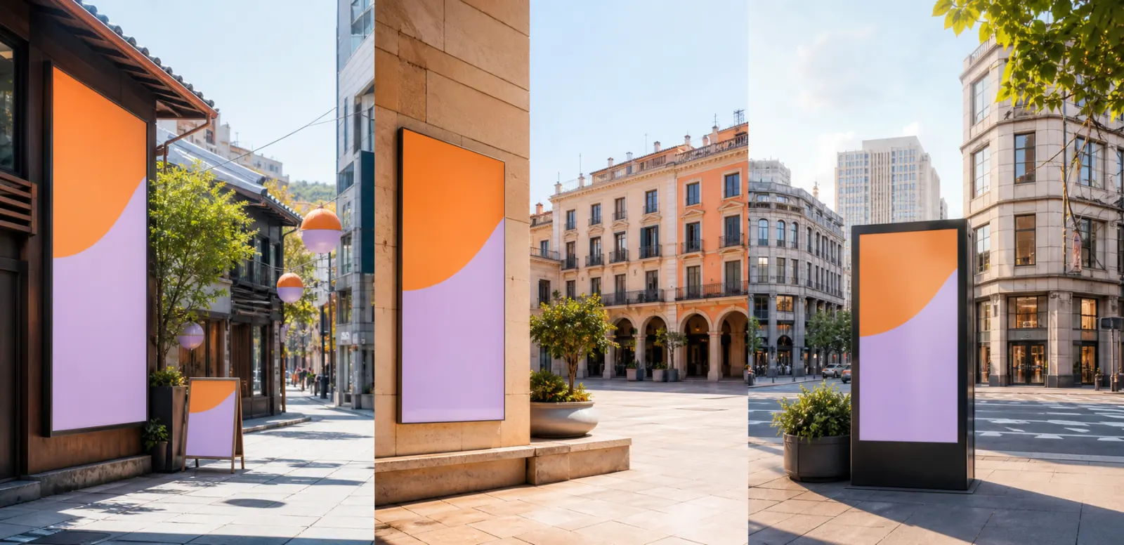 One visual campaign direction adapted across varied international city settings